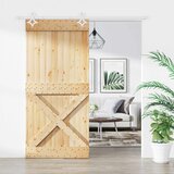  Klizna vrata 95 x 210 cm Čvrsta borovina (neobrađena) | shoptok.hr