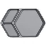 sivi silikonski dječji tanjur Squared, 25 x 16 cm
