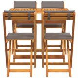 vidaXL 5-delni zložljiv bistro set z blazinami iz trdnega akacijevega lesa | Shoptok.si