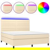  The Living Store Box spring postelja z vzmetnico LED krem 160x200 cm blago - Box Spring Postelja, (21455758) | Shoptok.si