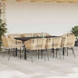  Vrtna garnitura - 9-dijelni vrtni blagovaonski set s jastucima poliratan i staklo - Smeđa 200 x 100 x 74 cm 8 | shoptok.hr