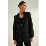 Trendyol Black Blazer Jacket with Woven Stones Cijene