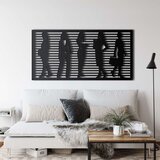 Wallxpert metalni zidni ukras 5194, siluete pet poslovnih ljudi u ramu sa prugama, 76 x 38 cm, crni | Eponuda.com