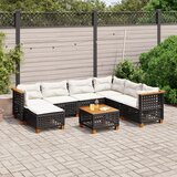  8-dijelni set vrtnih sofa od poliratana s jastucima crni Crna 55 x 55 x 36 cm | Shoptok.si
