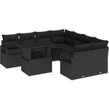 vidaXL 9-dijelni Vrtni Sofa Set s Jastucima Crna Poli Ratan, 2-osobna Vrtna Sofa s Odlaganjem & Jastucima Crna Poli Ratan Cijene