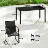  Vrtni namještaj garnitura za sjedenje 150 x 80 cm stakleni stol sa 6 prozračnih stolica ukrasni nasloni za ruke crna | shoptok.hr