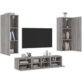  5-dijelni zidni TV elementi siva boja hrasta konstruirano drvo | shoptok.hr