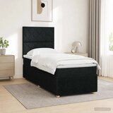 LED okvir za krevet s madracem Crna 90 x 190 cm Tkanina - Crna 90 x 190 cm Dizajn s rombovima | shoptok.hr