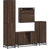  4-dijelni set kupaonskog namještaja boja smeđeg hrasta drveni | shoptok.hr