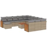 Maison Chic Seti vrtnega pohištva - Vrtna garnitura - Vrtni pohištvo set 13-delna z blazinami bež poli ratan, (21809753) | Shoptok.si