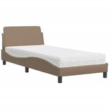 vidaXL Postelja z vzmetnico kapučino 90x200 cm umetno usnje, (21216659) | Shoptok.si