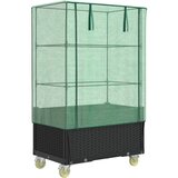  Povišena gredica s pokrovom i kotačima 80 x 50 x 182 cm Crna | shoptok.hr