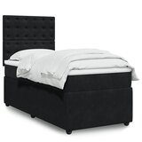 vidaXL Box spring postelja z vzmetnico črn 90x190 cm žamet | Shoptok.si