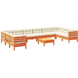  11-dijelni set vrtnih sofa s jastucima voštano smeđi borovine | shoptok.hr