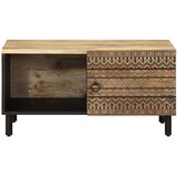 vidaXL Kava miza črna 80x50x40 cm Masivni neobdelan les Mango | Shoptok.si