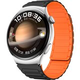 INF Magnetni silikonski pašček za uro za 22 mm številčnice Black+Orange, (21401399) | Shoptok.si