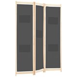 vidaXL Sobna pregrada s 3 panela od tkanine 120 x 170 x 4 cm siva | shoptok.hr