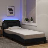 Furnova Posteljni okvir z LED brez vzmetnice Črna 90x200cm Tkanina, (21934330) Cene
