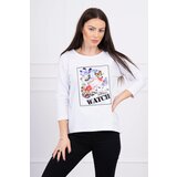 Kesi Blouse with 3D Watch white graphics Cene