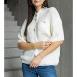 Gemre Women's white short-sleeve sweater with decorative buttons Shela | Shoptok.si