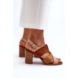 EVENTO PE1 Women's sandals in faux suede on a block heel brown Qutima | Eponuda.ba
