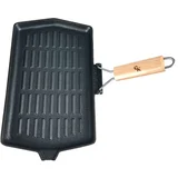 Cast Iron Jumbo grill tava s odvojivom drvenom ručkom, 19 × 34 cm