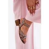 Zazoo Leather Sandals On A Delicate Heel Beige 40372 | Shoptok.si
