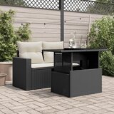  Vrtni stol sa staklenom pločom crni 100x55x73 cm od poliratana | shoptok.hr