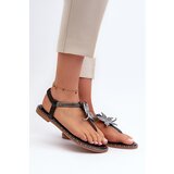 EVENTO Women's Flat Sandals With Decorative Flower Silver Edoni | Shoptok.si