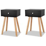  Nočna mizica 2 kosa masivna borovina 40x30x61 cm črne barve, (20624330) | Shoptok.si