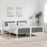 vidaXL Konstrukcija postelje z vzglavjem Svetlo siva 160 x 200 cm, (5000084201) | Shoptok.si