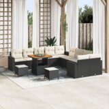 13 13-delni vrtni sofa set s blazinami črni poly ratan akacija | Shoptok.si