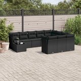 vidaXL 11-dijelni set vrtnih sofa od poliratana s jastucima crni Cijene