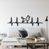 Wallxpert metalni zidni ukras 5047, otkucaji srca sa siluetom psa, 60 x 20 cm, crni Cene