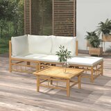 Maison Chic Seti vrtnega pohištva - Vrtna garnitura 4-delna s kremno belimi blazinami bambus, (21804230) | Shoptok.si