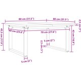  Stolić za kavu O-oblika 80x80x45,5 cm od borovine i čelik | shoptok.hr