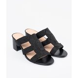 Shelvt Black braided heeled sandals | Shoptok.si