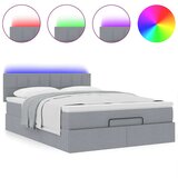 vidaXL Otomanski krevet s madracem&LED svijetlosivi 140x190 cm tkanine | shoptok.hr