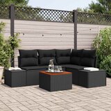  Sjedeća garnitura za vrt 5 kom. Crna poliratan 209 x 154 x 69 cm | shoptok.hr