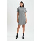 Defacto A Cut Half Turtleneck Crowbar Mini Short Sleeve Knitted Dress Cene