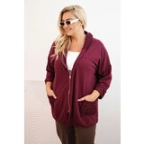 Kesi Włoski Women's Plus Size cotton oversized sweatshirt long sleeve burgundy Cijene