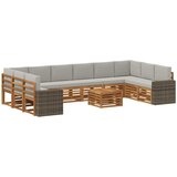 vidaXL Zunanja garnitura za sedenje 11 pcs Naravna in svetlo siva, (5000280399) | Shoptok.si