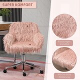 Direktorska okretna stolica s umjetnim krznom podesiva visina ružičasta i srebrna 57x60x75-85 cm | shoptok.hr