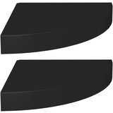 vidaXL Plutajuće kutne police 2 kom crne 25 x 25 x 3,8 cm MDF | shoptok.hr