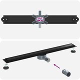 Tuš kanal 2-u-1 sa 360° sifonom Crna 90 cm Nehrđajući čelik 304 | shoptok.hr