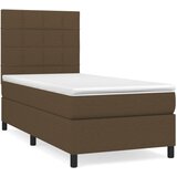 vidaXL Box spring postelja z vzmetnico temno rjava 90x200 cm blago, (20884199) Cene