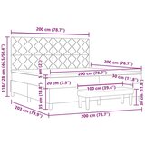  Postelja z vzmetnico z vzmetnico Črna 200 x 200 cm Žamet, (5000128372) | Shoptok.si