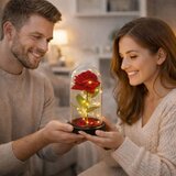  Vječna ruža u staklenoj kupoli LED rasvjeta crvena 21,5 x 11 cm | shoptok.hr