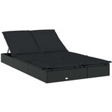 LEŽAJ za sunčanje za 2 osobe crni 211 x 112 x 140 cm poliratan | shoptok.hr