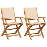Maison Chic Vrtni stoli - Stol za vrt 2 kosa bež trden akacijev les in blago JS1175, (21877610) | Shoptok.si